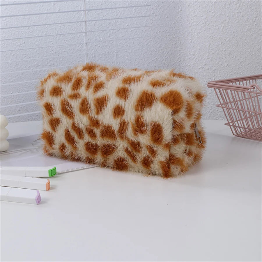 Leopard Velvet Cosmetic Bag