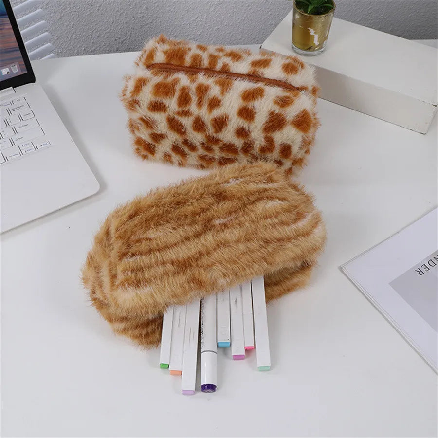 Leopard Velvet Cosmetic Bag