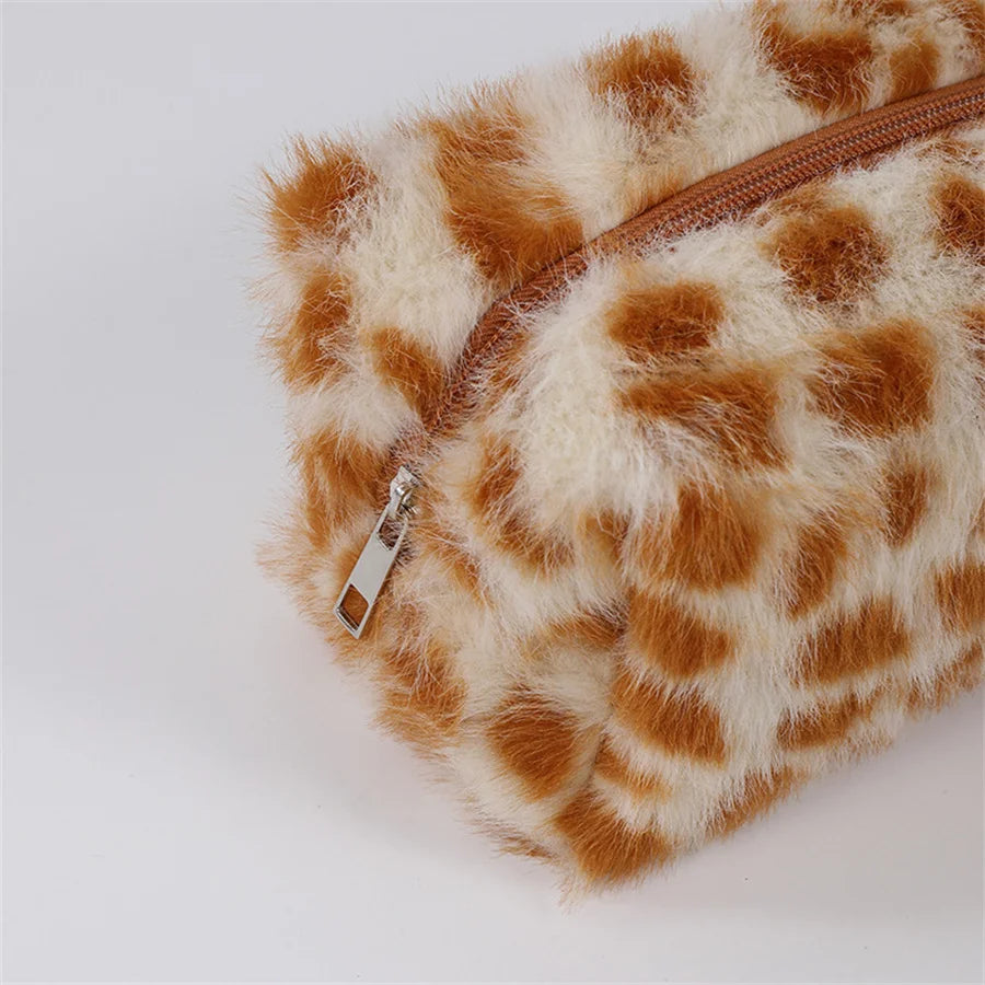 Leopard Velvet Cosmetic Bag