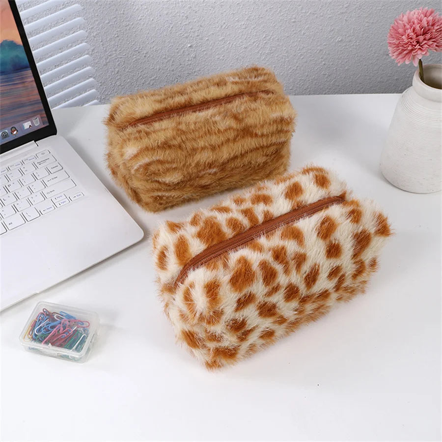 Leopard Velvet Cosmetic Bag