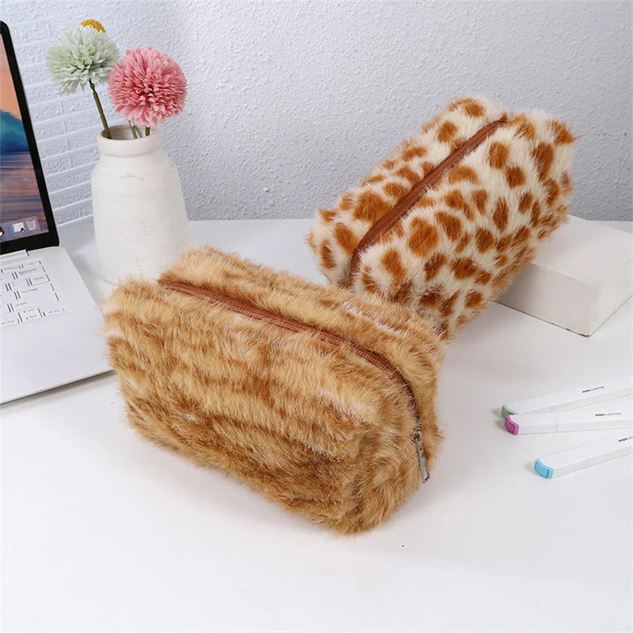 Leopard Velvet Cosmetic Bag